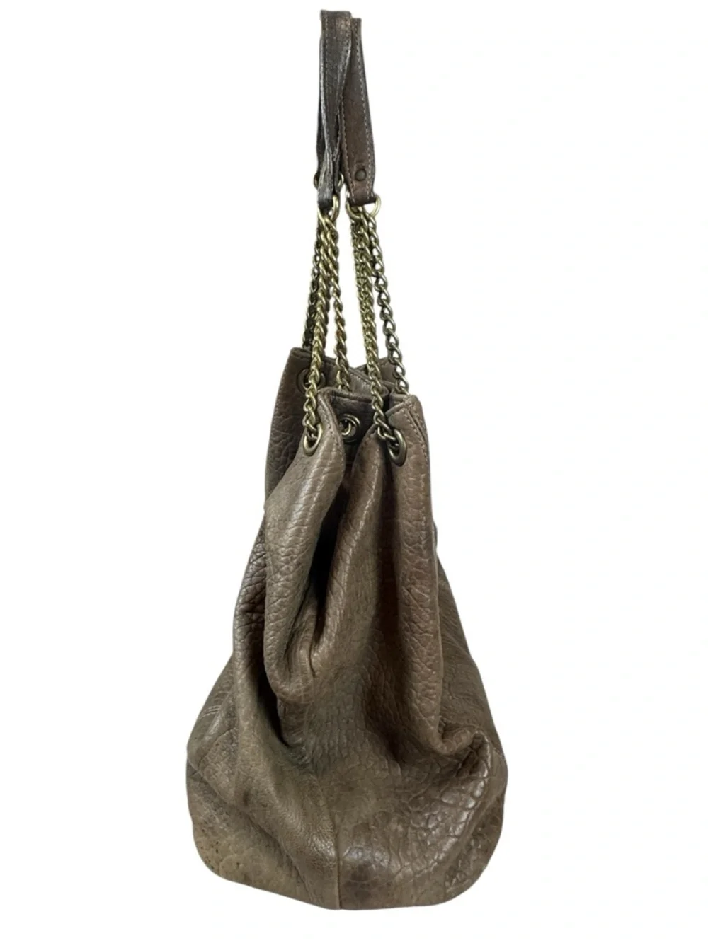 Abaco Paris Kabaco Taupe Brown Pebbled Leather Slouchy Hobo Shoulder Bag